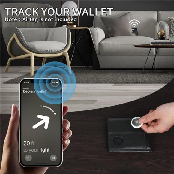 AirTag Wallet Mens RFID Blocking Genuine Bifold Leather Wallets air tag Wallet - Picture 3 of 7